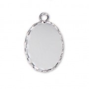 Pendant setting for flat back oval cabochon 18x13 mm Fine silver plating x1|raw }}