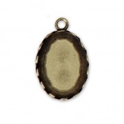Pendant setting for flat back oval cabochon 18x13 mm Bronze Tone x1
