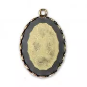 Pendant setting for flat back oval cabochon 25x18 mm Bronze Tone x1