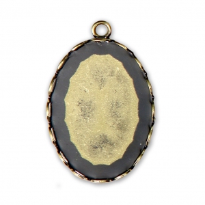 Pendant setting for flat back oval cabochon 25x18 mm Bronze Tone x1