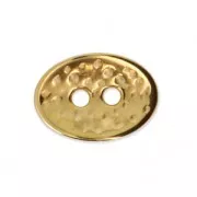 Oval hammered button 14x10 mm fine Gold plated x1
