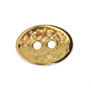 Oval hammered button 14x10 mm fine Gold plated x1