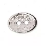 Oval hammered button 14x10 mm Antique Silver Plating x1