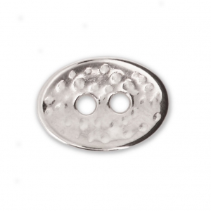Oval hammered button 14x10 mm Antique Silver Plating x1