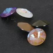 PureCrystal 1122 Rivoli Cabochon 12 mm Crystal Army Green DeLite x1