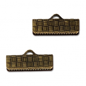 16mm ribbon crimp ends - Bronze Tone x4