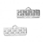 16mm ribbon crimp ends - Fine silver plating x4|raw }}
