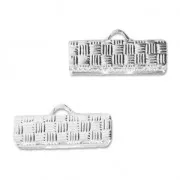 16mm ribbon crimp ends - Fine silver plating x4