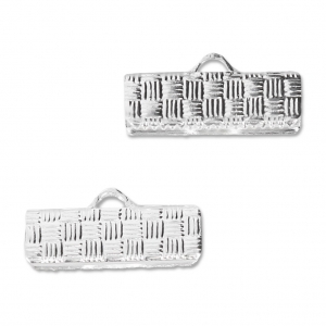 16mm ribbon crimp ends - Fine silver plating x4