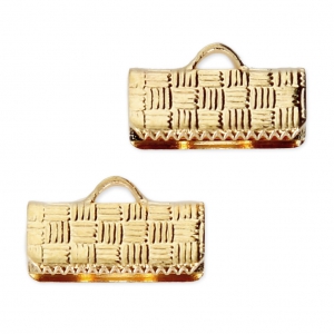 13mm ribbon crimp ends - Fine Gold Plated x4