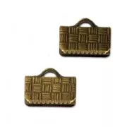 10mm ribbon crimp ends - Bronze Tone x4