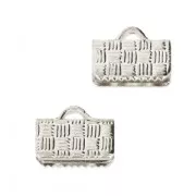 10mm ribbon crimp ends - Fine silver plating x4