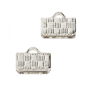 10mm ribbon crimp ends - Fine silver plating x4
