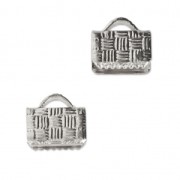 8mm ribbon crimp ends - Rhodium Tone x4|raw }}