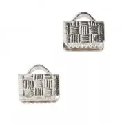 8mm ribbon crimp ends - Fine silver plating x10