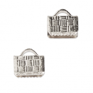 8mm ribbon crimp ends - Fine silver plating x10