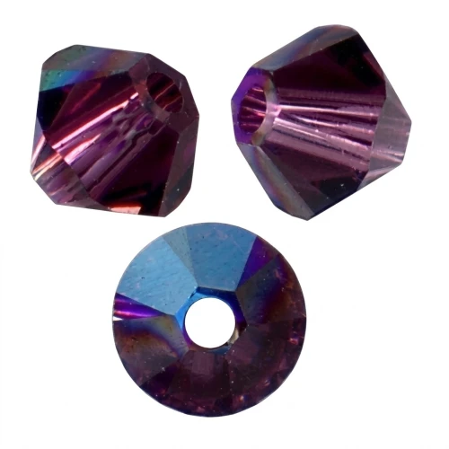 PureCrystal 5328 Crystal Bicones 4 mm Amethyst Shimmer x50