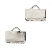10mm ribbon crimp ends - Fine silver plating x4