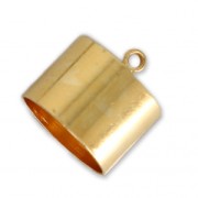 Plain Glue-In Cord End caps with Ring for 10mm cords - Fine gold plated x4|raw }}