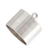 Plain Glue-In Cord End caps with Ring for 10mm cords - Fine silver plating x4|raw }}