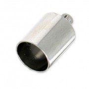 Plain Glue-In Cord End caps with Ring for 6mm cords - Rhodium Tone x4|raw }}