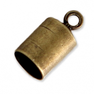Plain Glue-In Cord End caps with Ring for 4mm cords - Bronze Tone x10