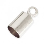 Plain Glue-In Cord End caps with Ring for 3.5mm cords - Fine silver plating x10|raw }}