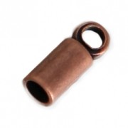 Plain Glue-In Cord End cap with Ring for 2mm cords - Antique Copper Tone x10|raw }}