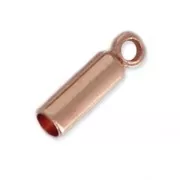 Plain Glue-In Cord End caps with Ring for 1.3mm cords - Rose Gold Tone x10