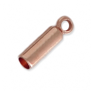 Plain Glue-In Cord End caps with Ring for 1.3mm cords - Rose Gold Tone x10