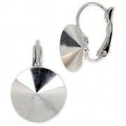 Leverback Earrings for Cabochons 1122 Rivoli 14 mm Rhodium Tone x2