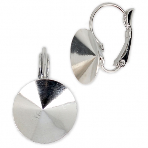 Leverback Earrings for Cabochons 1122 Rivoli 14 mm Rhodium Tone x2