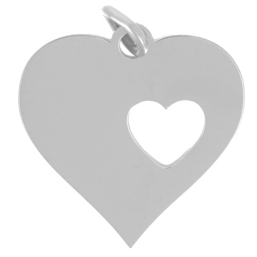 Openwork heart charm 15x14.5 mm in stainless steel 316L x1