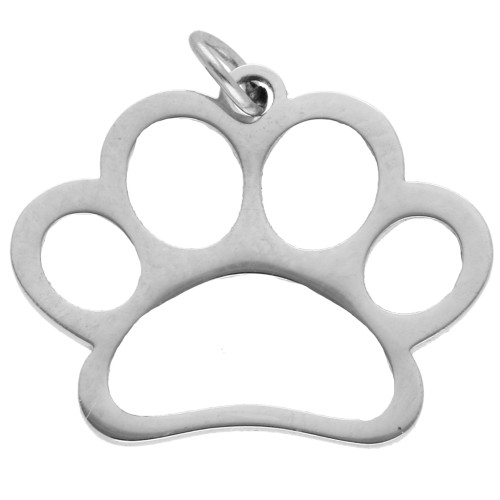 Dog paw charm 16x12.8 mm - Stainless steel 304 x1