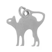 316L Stainless steel cat charm 11.5x12mm x1