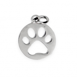 Round openwork charm dog paw 12 mm stainless steel 316L x1