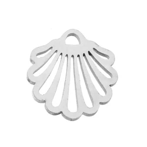 Stainless steel seashell charm 14x13 mm x1