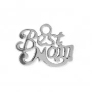 Stainless steel Best mom charm 14x10 mm x1