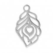 Feather Charm, 21x12 mm - 316L Stainless Steel x1