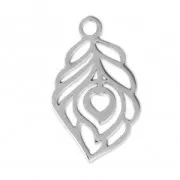 Feather Charm, 21x12 mm - 316L Stainless Steel x1
