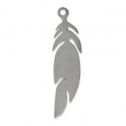 Stainless steel feather charm 24x6 mm x1|raw }}