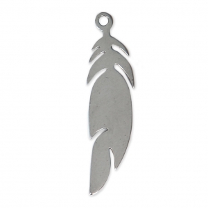 Stainless steel feather charm 24x6 mm x1
