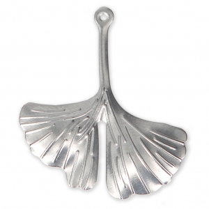 Stainless steel Ginkgo leaf charm 29x26 mm x1