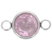 Round stainless steel with faceted glass cabochon 10mm Light Rose x1|raw }}