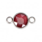 Round stainless steel with faceted glass cabochon 17x9.5 mm Siam x1|raw }}