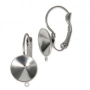 Stainless Steel leverback Earrings for PureCrystal cabochons 1122 12 mm x2|raw }}