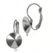 Stainless Steel leverback Earrings for PureCrystal cabochons 1122 12 mm x2