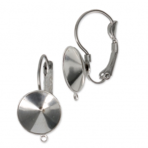 Stainless Steel leverback Earrings for PureCrystal cabochons 1122 12 mm x2