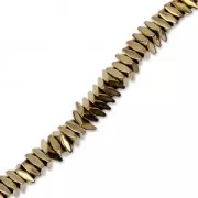 Synthetic Mini-Hematites rondelles rhombus 3x1.2 mm Golden x40 cm