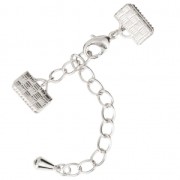 Lobster claw clasps with ribbon crimp ends 10 mm Fine silver plating x1|raw }}